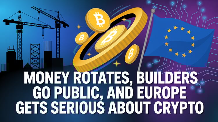 Money Rotates, Builders Go Public, and Europe Gets Serious About Crypto