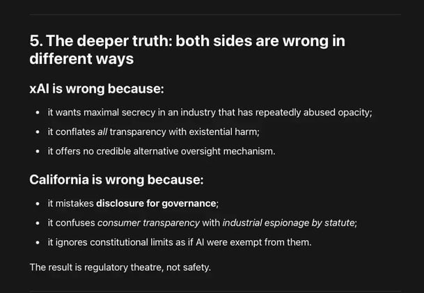 xAI v. California: Regardless of outcome, the case will become a reference point for AI governance globally—clarifying where transparency ends, where property rights begin...
