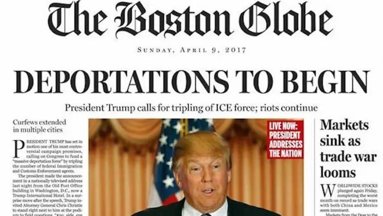 El Boston Globe publica una falsa portada con Trump como presidente