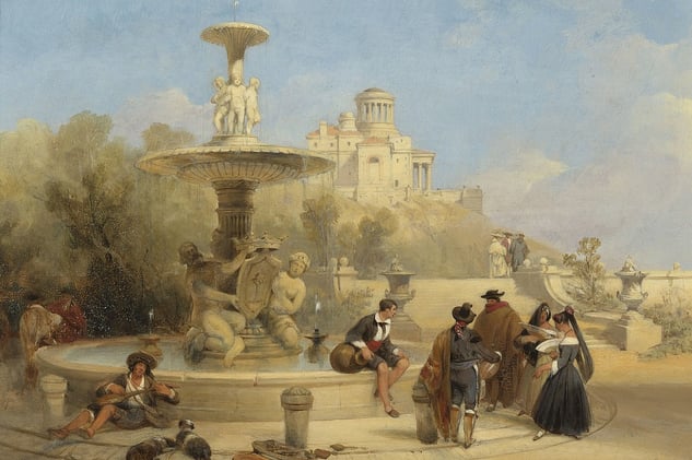 "The Fountain on the Prado, Madrid" - David Roberts
