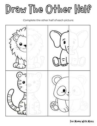 Draw The Other Half Of The Baby Animals