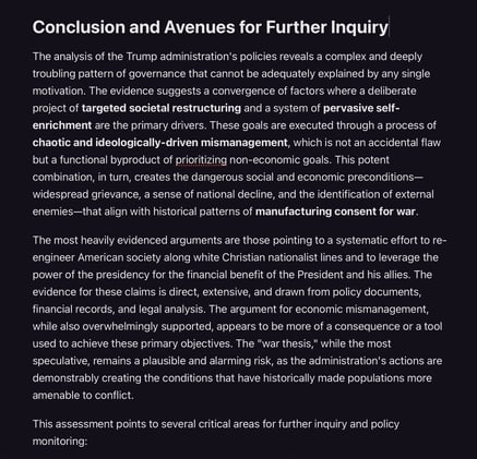 Analysis of Trump's policies: Evidence suggests a convergence of factors where a deliberate project of targeted societal restructuring and a system of pervasive self-enrichment are the primary drivers