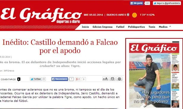 Medios del mundo cayeron en la broma de los «Tigres» Falcao y Castillo