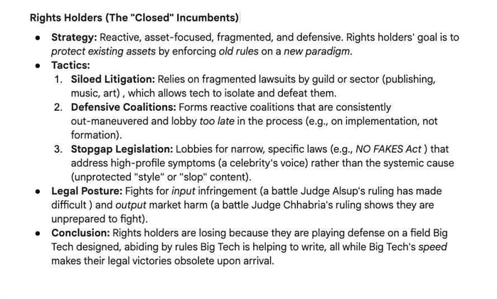The hypothesis—that Big Tech wins through superior speed and collaboration—is correct. However, these “collaborative” methodologies are not benign.