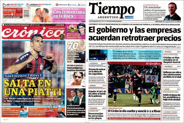 Topes al aumento de precios, salud de Cristina, paritarias, CELAC por Malvinas, San Lorenzo – River