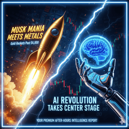🚨 MUSK MANIA MEETS METALS: Gold Rockets Past $4,900 as AI Revolution Takes Center Stage