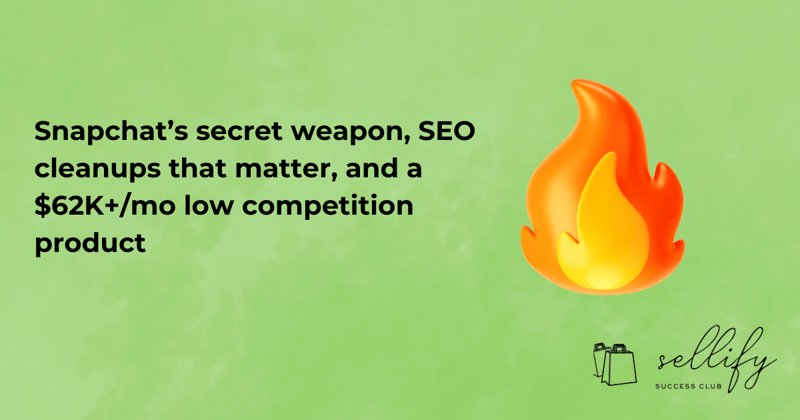 Snapchat’s secret weapon, SEO cleanups that matter, and a $62K+/mo low competition trending product 