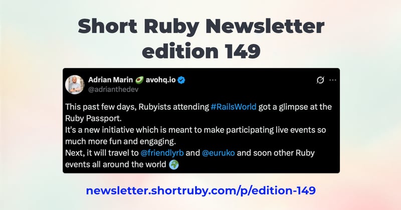 Short Ruby Newsletter - edition 149