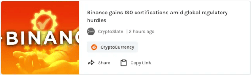 Binance gets ISO certification