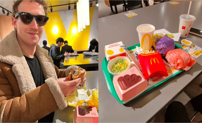Mark Zuckerberg elogia McDonald’s en Japón y revela su particular dieta de 4.000 calorías al día.