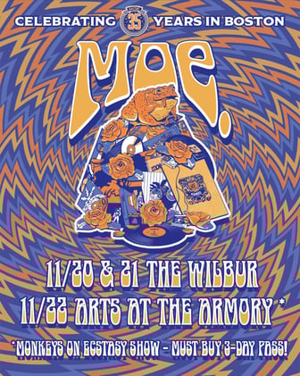 Three nights of moe. live in Boston on Nov 20, 21, and 23 – two and three day passes available!