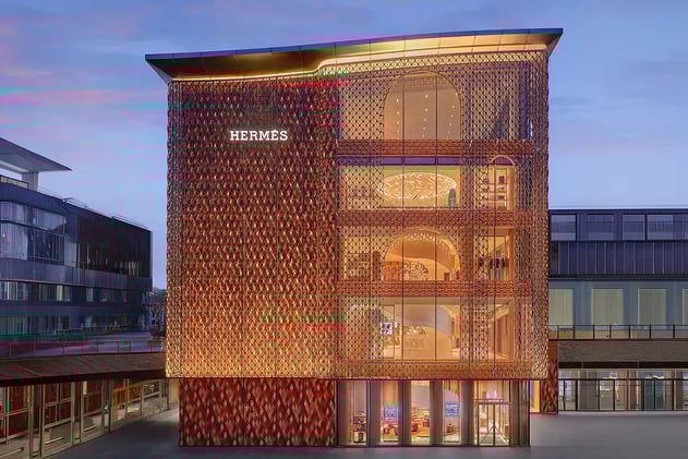 Hermès Beijing Flagship Showcases Layered Ceramic Façade