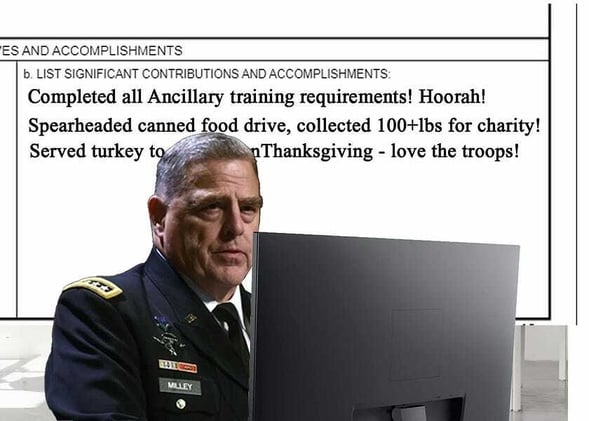 Pentagon leaders really struggling with performance review bullets this year