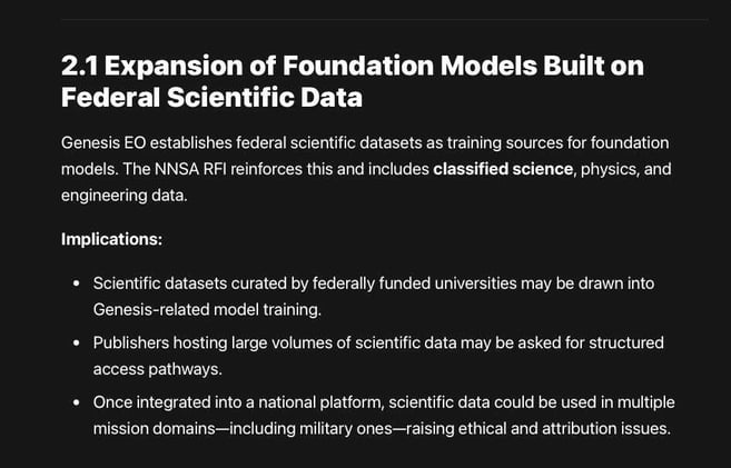 Despite the national security framing, the NNSA RFI contains multiple elements highly consequential for universities, research organizations, and scholarly publishers.