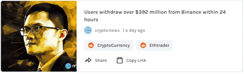 Binance see major outflows as concern about the exchange grows