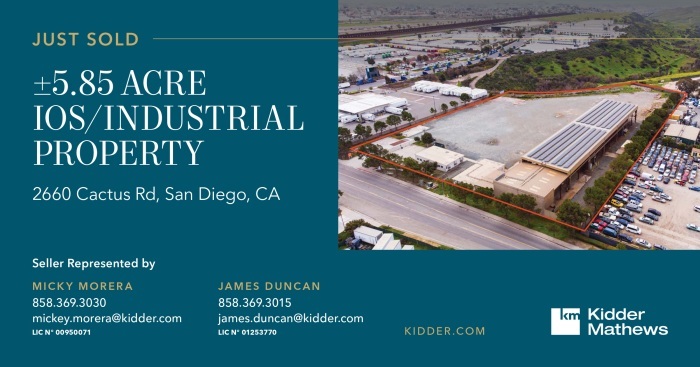 IOS Daily - July 16 - Kidder Mathews sells 5.85 acre IOS in San Diego for $12.15M