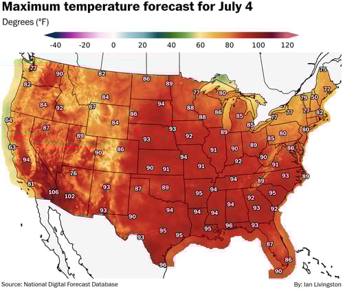 Fourth of July may lack widespread major heat