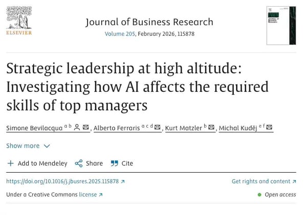 AI reshapes leadership skills in deeper, structural ways. AI does not replace top managers—but it fundamentally changes the skills they must master.