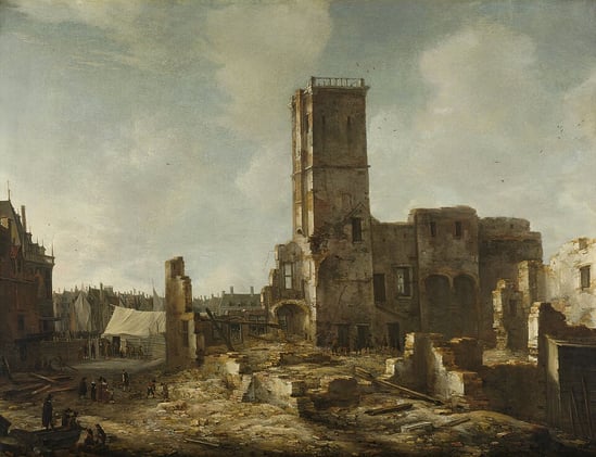 "The Town Hall of Amsterdam on Fire in 1652" - Jan Abrahamsz Beerstraaten