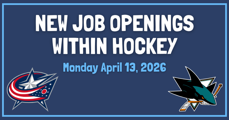70 Hockey Job Openings - Monday April 13th 🏒