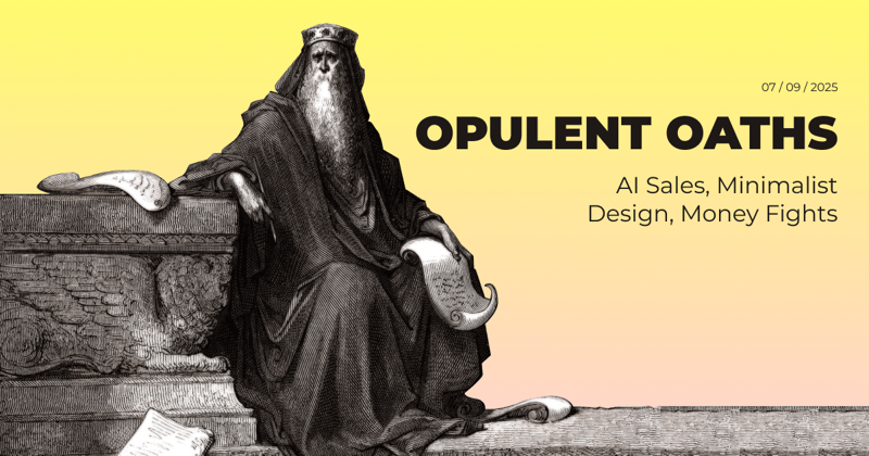 Opulent Oaths - AI Sales, Minimalist Design, Money Fights