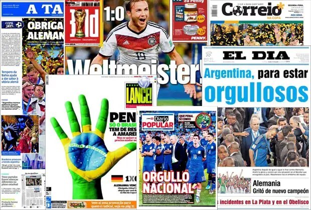 Así vieron los diarios de Argentina, Alemania y Brasil la final del Mundial