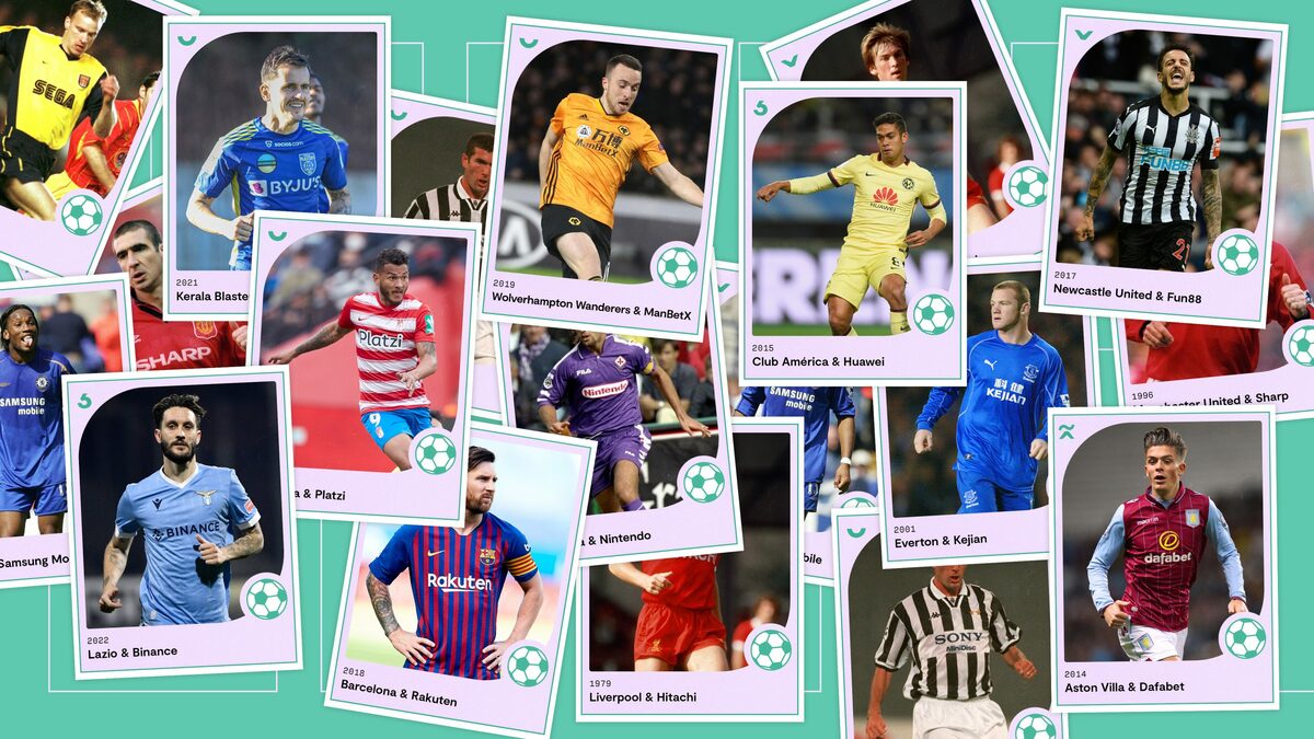 Football kit sponsorship showing business trends retrospective;y