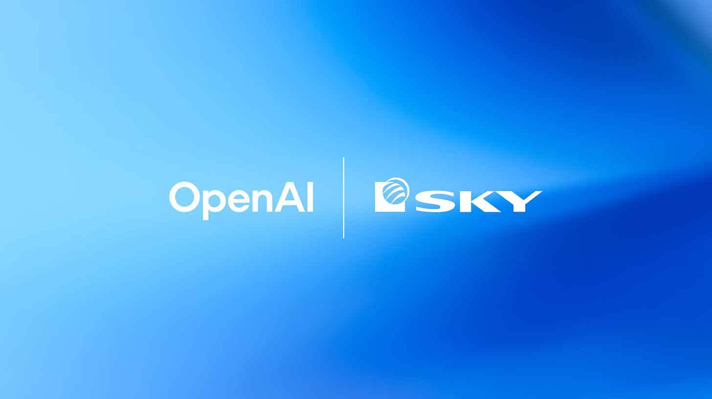 Sinise ja valge gradiendiga taustal on valge tekst 'OpenAI | SKY'.